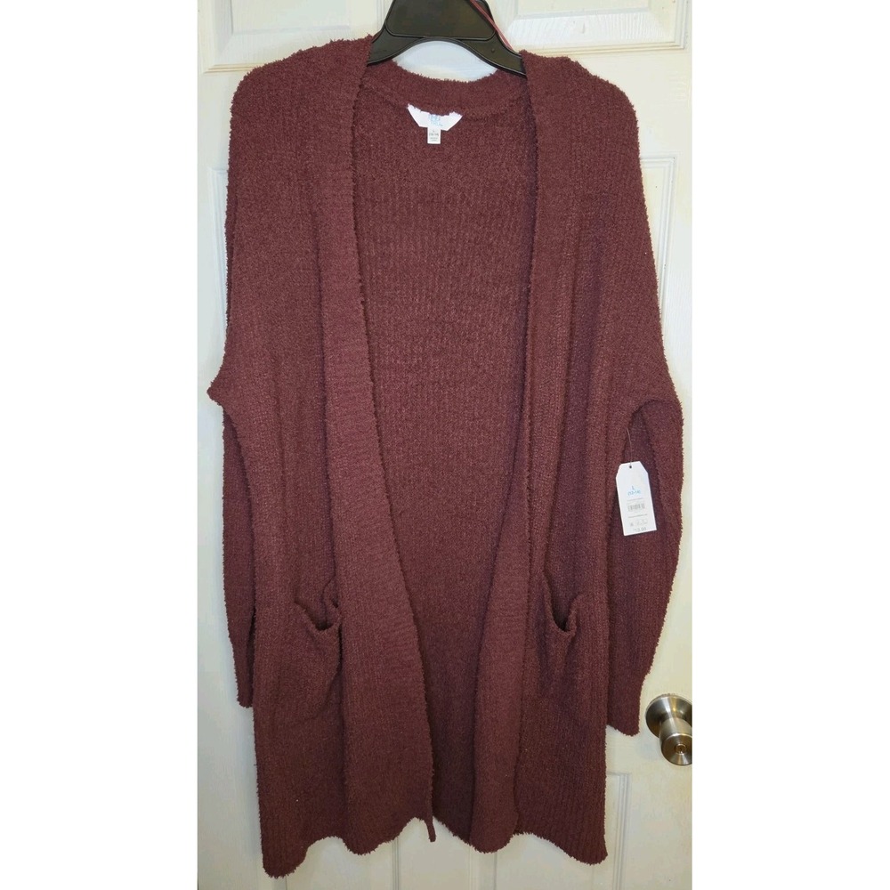 Time and Tru Womens L 12-14 Brown Rust Super Soft Long Cardigan Sweater NWT